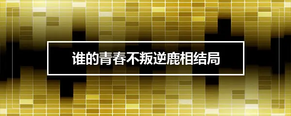 谁的青春不叛逆鹿相结局是什么